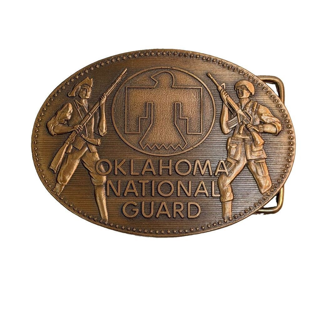 OKLAHOMA NATIONAL GUARD Belt Buckle Gold Tone Western Military OKARNG Army